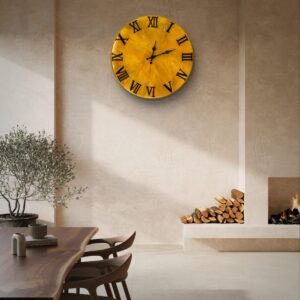 Zegar z żywicy epoksydowej w odcieniach złota – Elegancja na Twojej Ścianie!