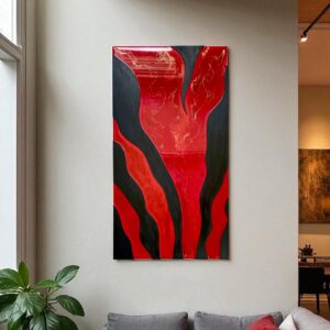 Unikatowy Obraz w Głębokiej Czerwieni i Złocie