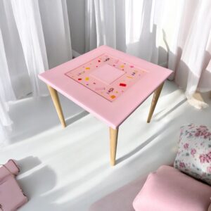 Różowy stolik dla dzieci z żywicy epoksydowej i klockami – Radosna przestrzeń do zabawy!