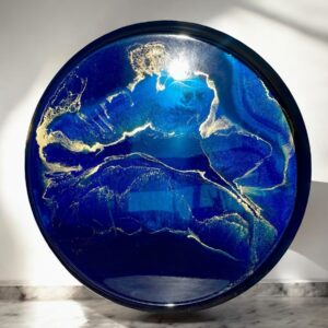 Elegancka Taca w Złocie z Epoksydowym Wzorem - 30 cm