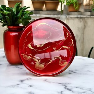 Elegancka Złota Taca z Żywicą Epoksydową