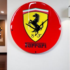 Zegar ścienny Ferrari z żywicy epoksydowej – Carmine Red, 50 cm