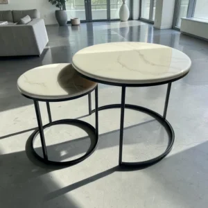 Stoliki Kawowe 2w1 z Żywicy Epoksydowej | Biały Marmur ze Złotymi Akcentami | Nowoczesne Stoliki do Salonu | Handmade Polska